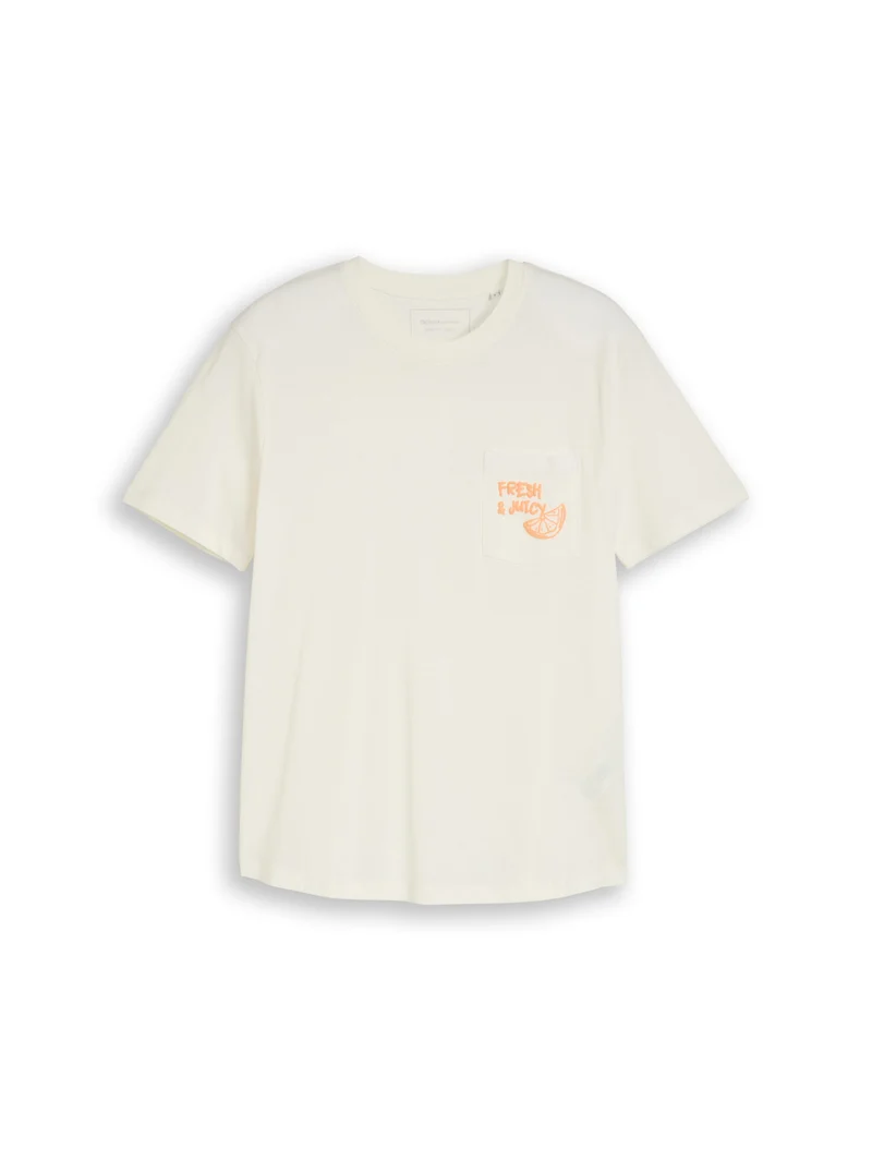 T-Shirt mit Brusttasche mit Print