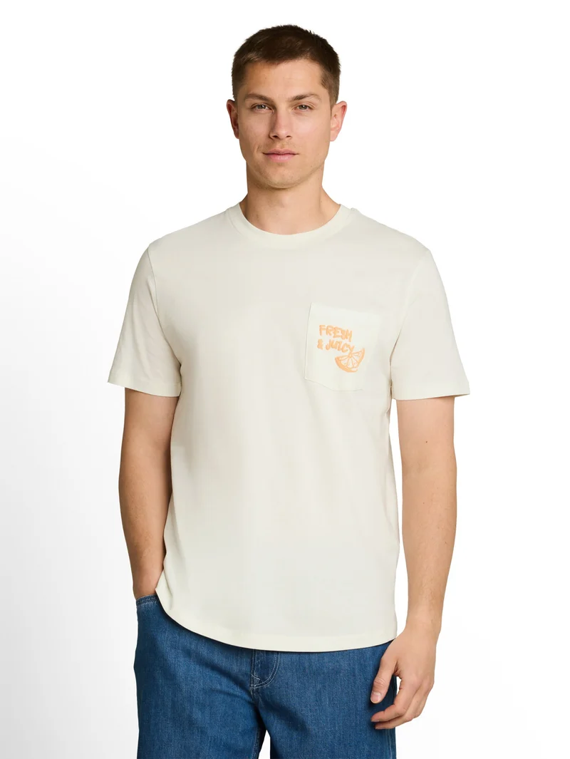 T-Shirt mit Brusttasche mit Print