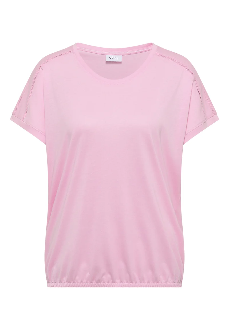 T-Shirt mit V-Neck und Spitzendetail