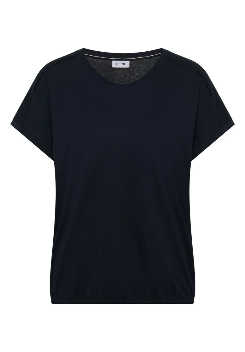 T-Shirt mit V-Neck und Spitzendetail