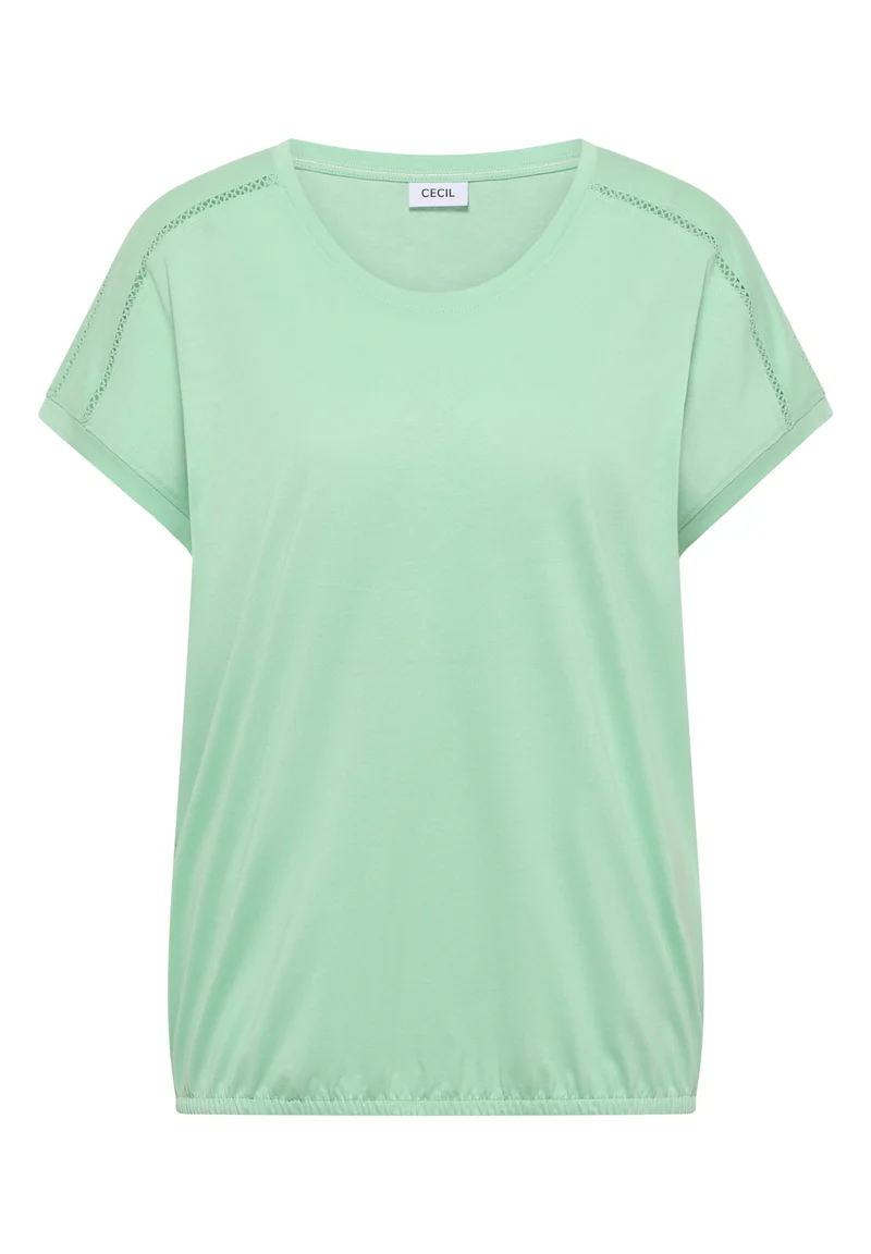 T-Shirt mit V-Neck und Spitzendetail