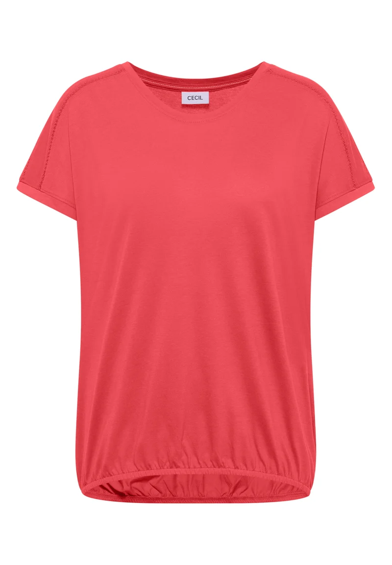 T-Shirt mit V-Neck und Spitzendetail