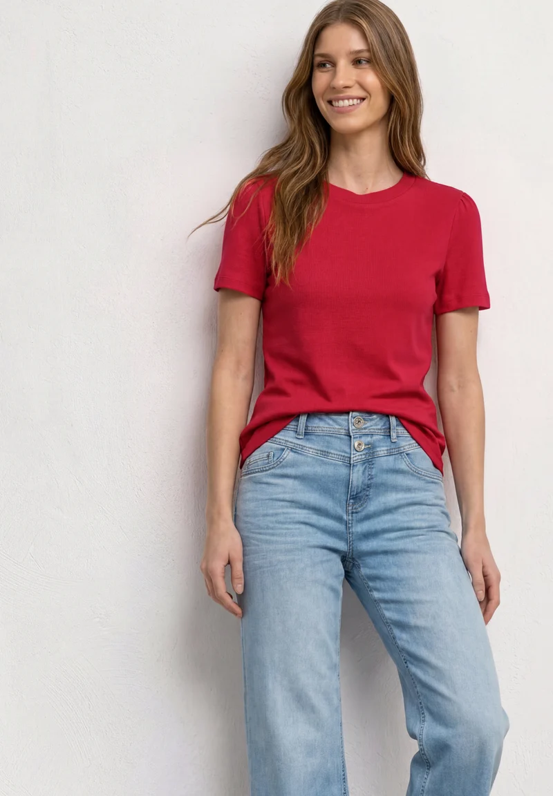 T-Shirt mit gerafftem Ärmel