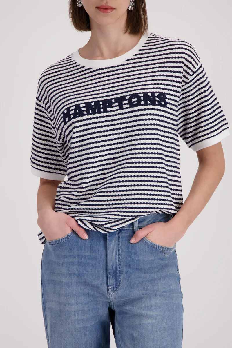 T-Shirt mit Struktur und Schriftzug