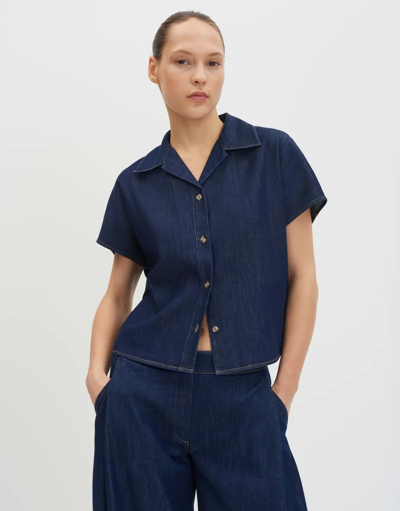 Jeansbluse "Zondra" aus Baumwolle Mix