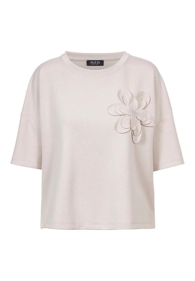 Shirt mit 3D-Blütenapplikation