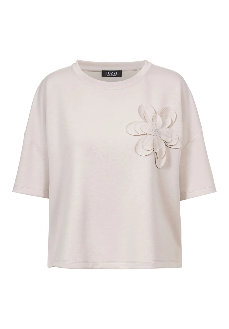 Shirt mit 3D-Blütenapplikation