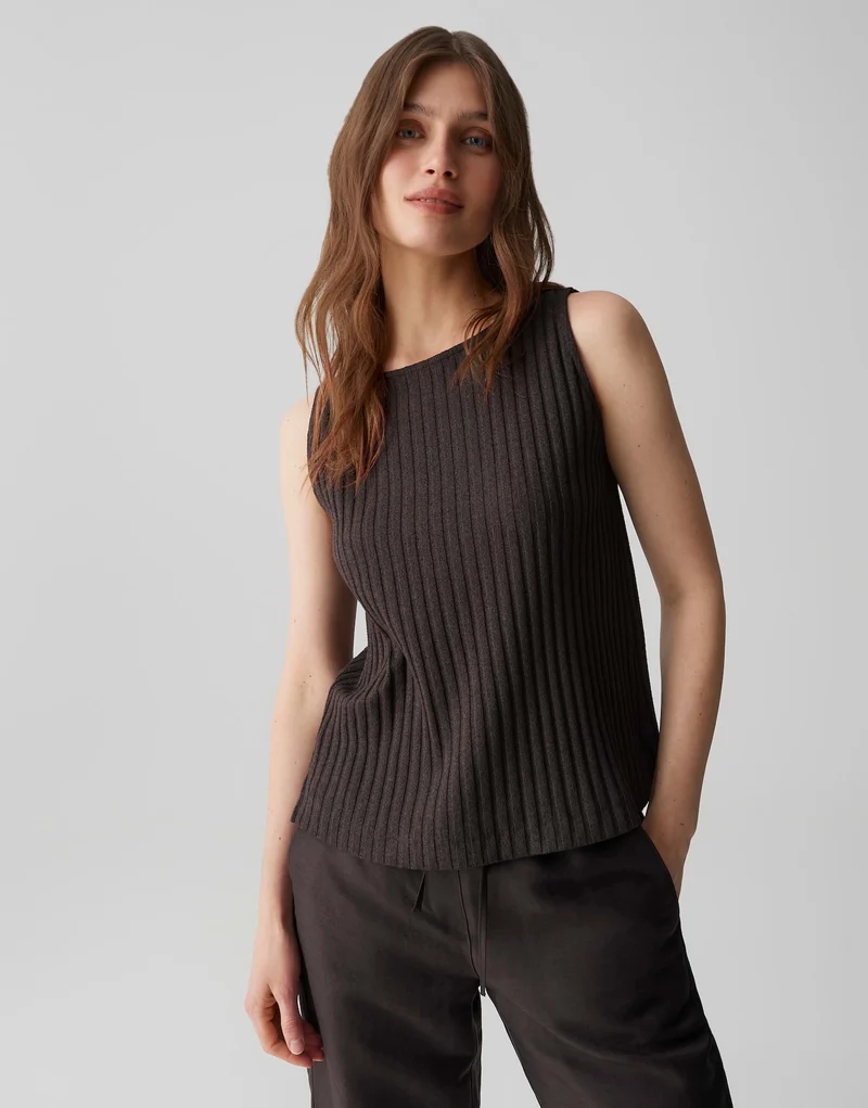 IPOMA SLIT Jerseytop in Rippstruktur