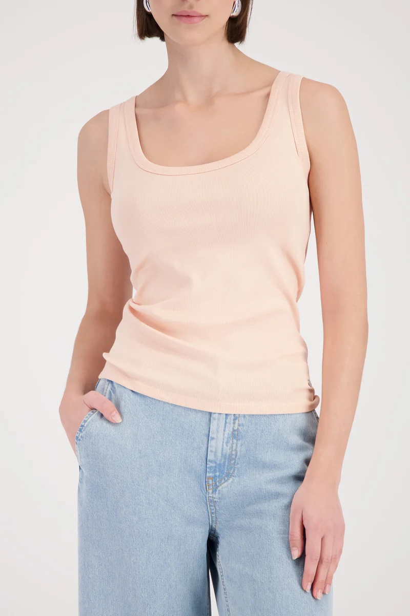 Basic-Top aus Baumwolle mit Rippstruktur