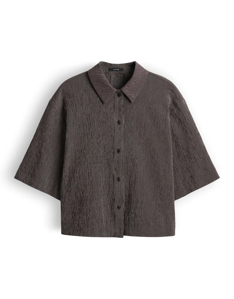 FABABER Boxy Streifenbluse mit Crinkle Effekt
