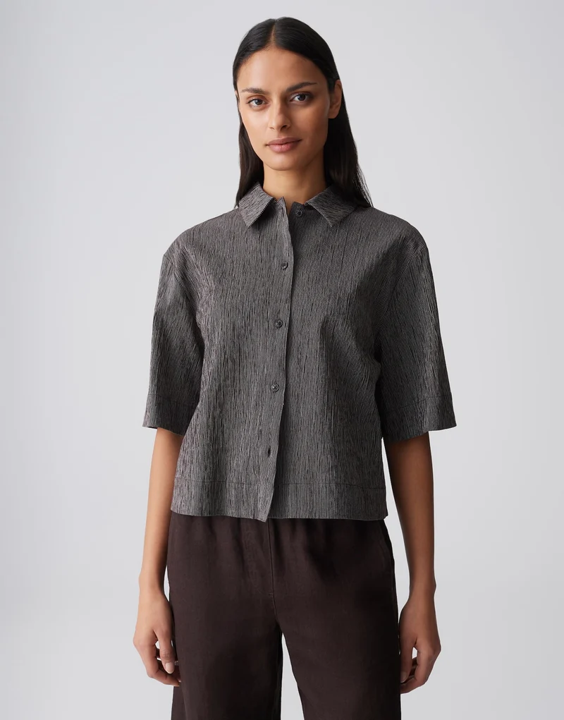 FABABER Boxy Streifenbluse mit Crinkle Effekt