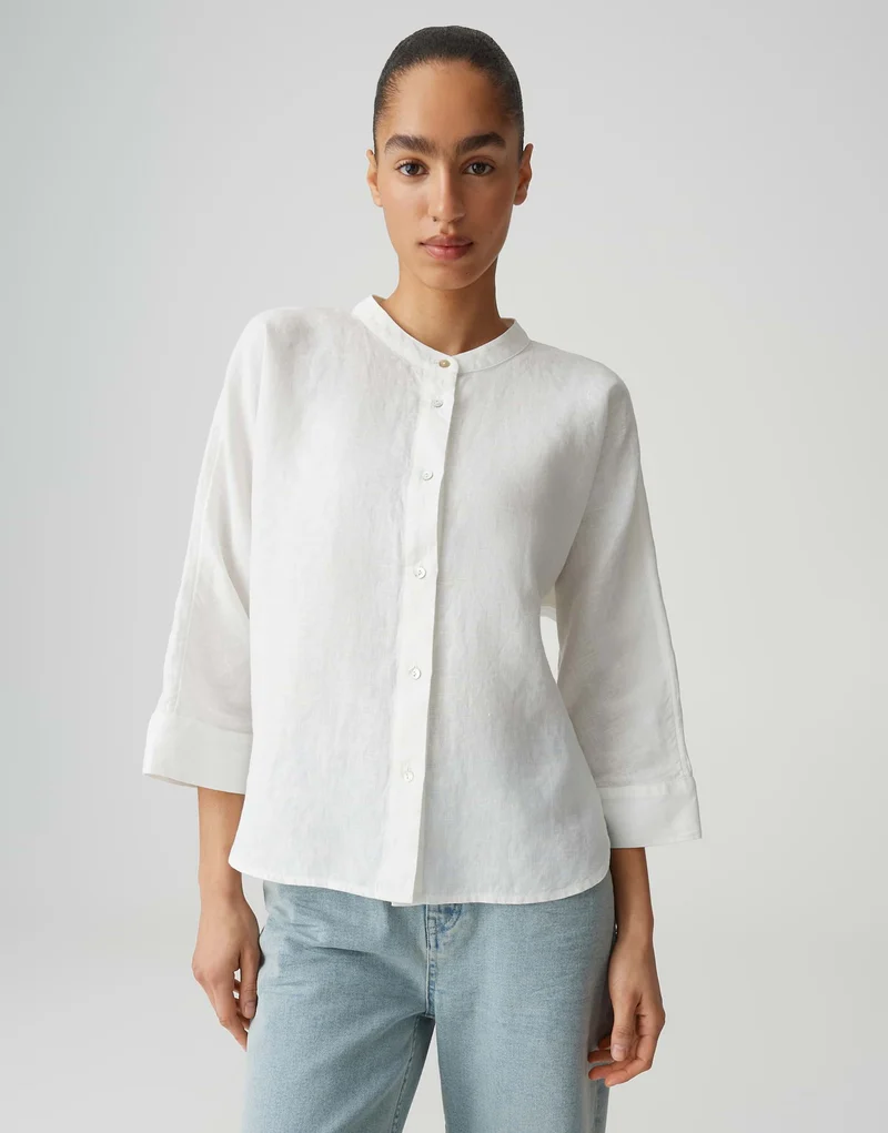 FULIS Stehkragenbluse aus Leinen
