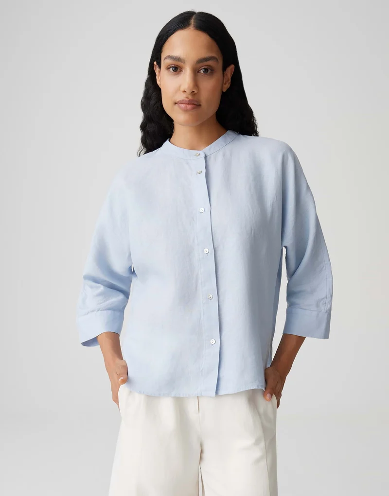 FULIS Stehkragenbluse aus Leinen