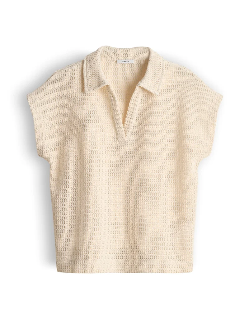 SOMONA Poloshirt in Crochet Optik