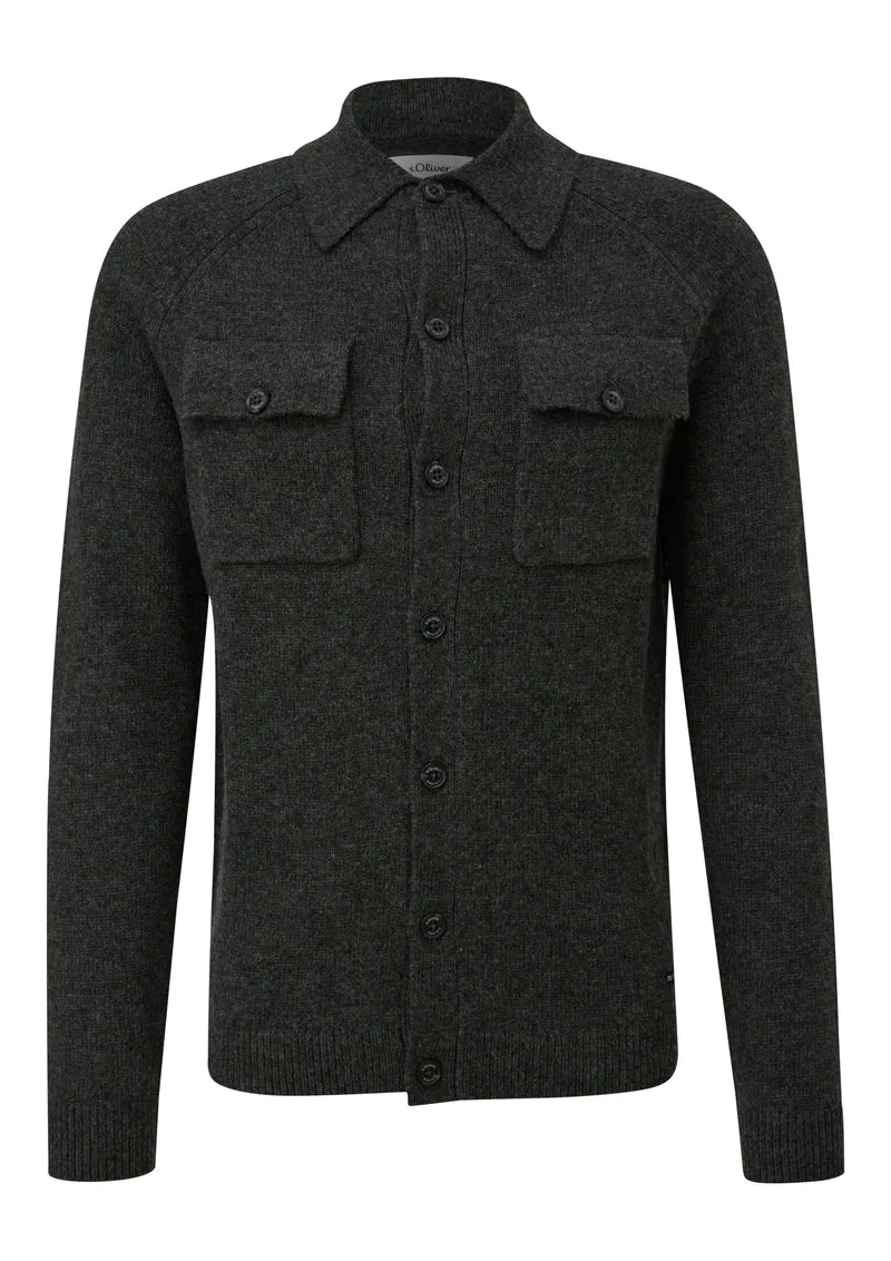 Wollmix-Cardigan im Overshirt-Style