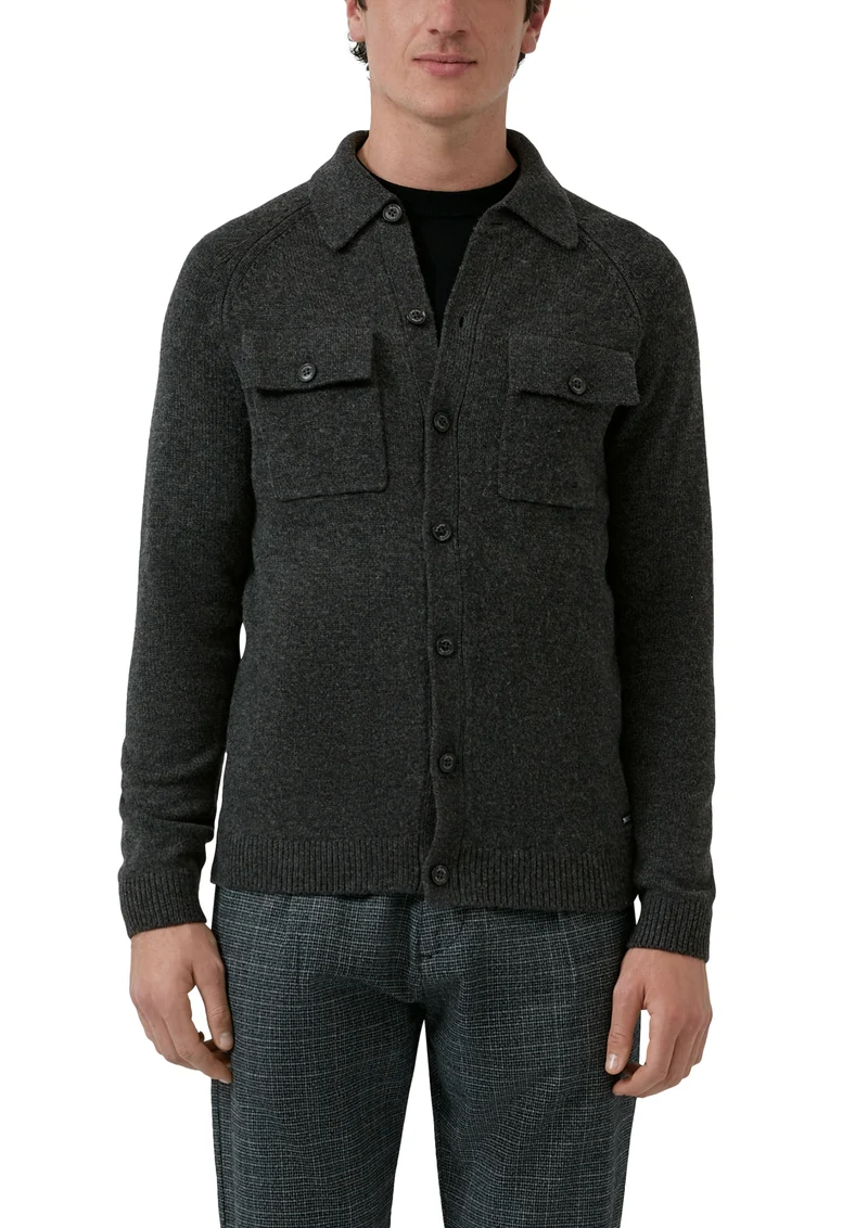 Wollmix-Cardigan im Overshirt-Style