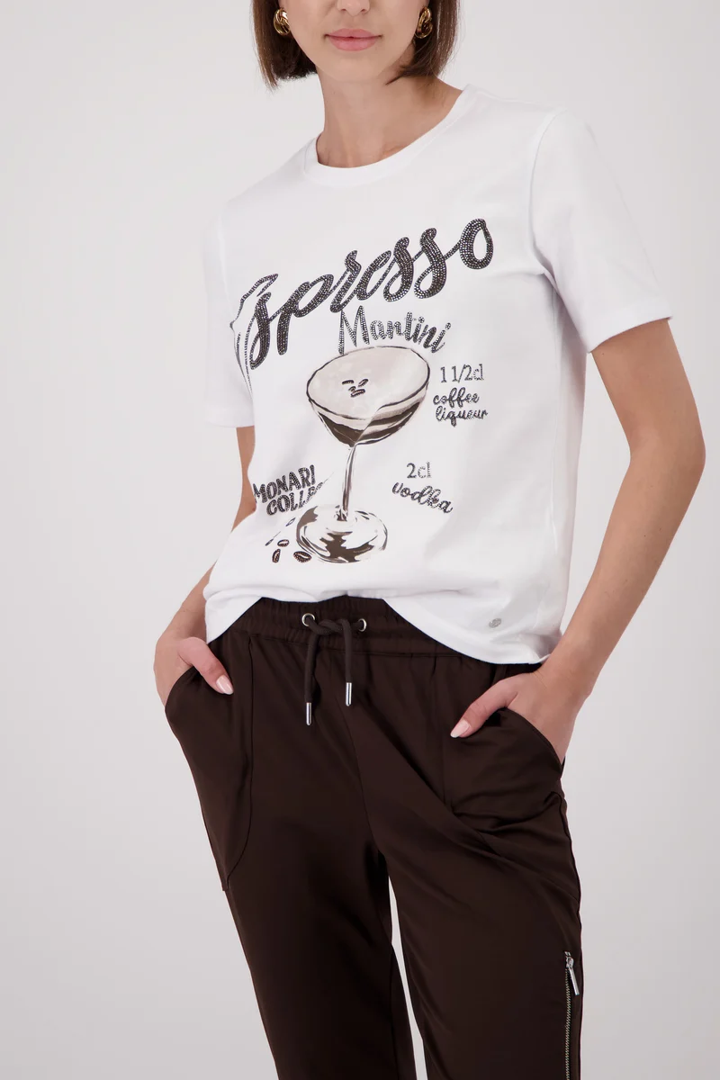 T-Shirt mit Espresso-Print