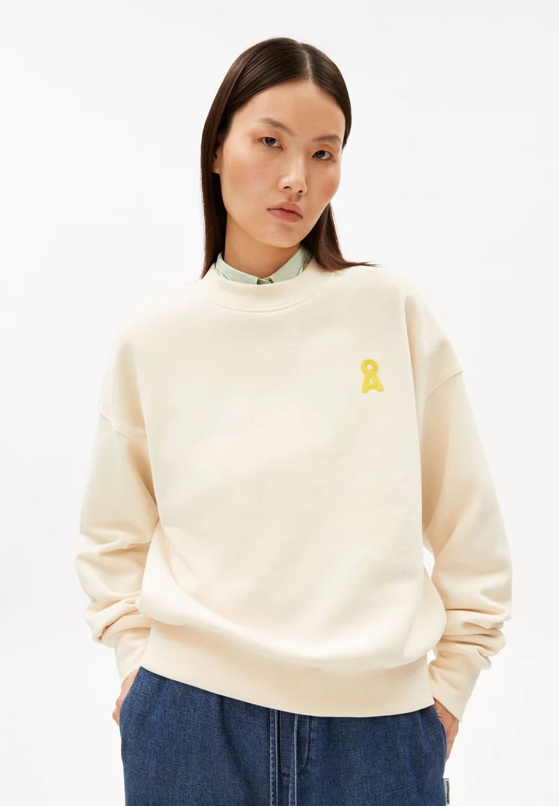 Oversized Sweatshirt aus schwerem Sweat mit Logo-Stickerei