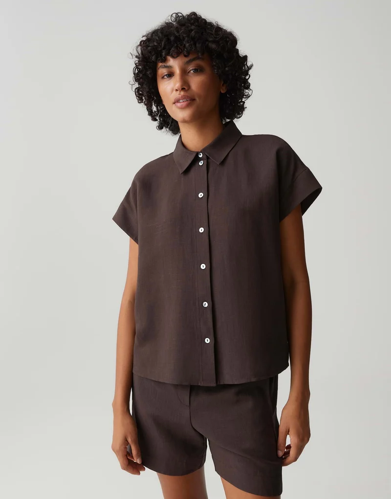 FALVIA Bluse aus Viskose Leinenmix