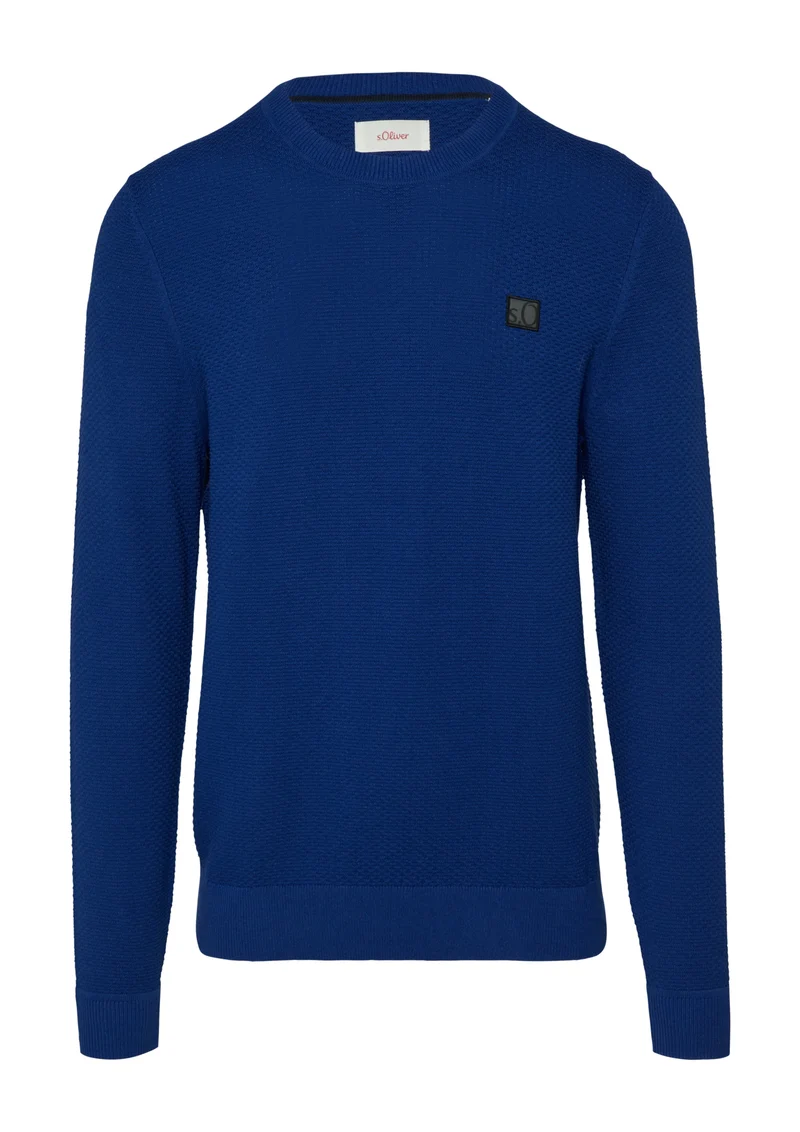 Strickpullover mit Logo-Patch