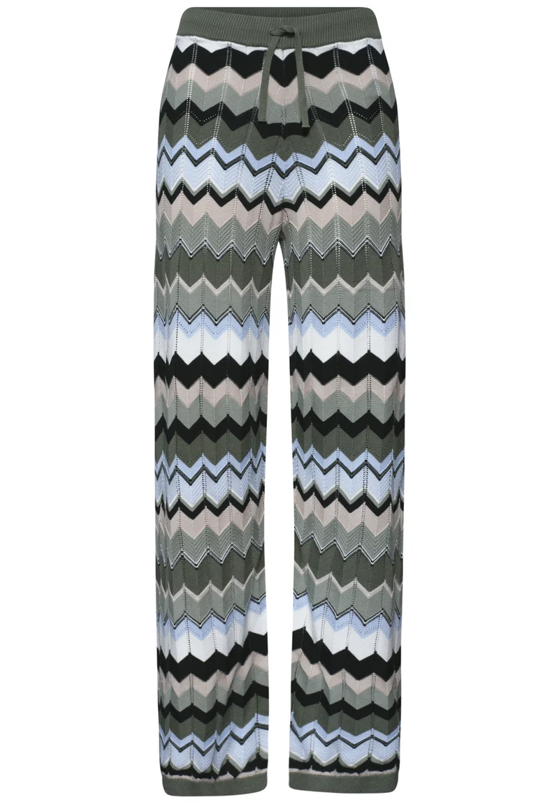 Wide Leg Hose mit Zick-Zack Muster
