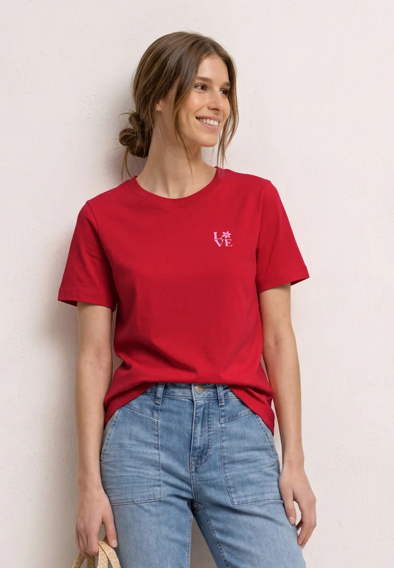 T-Shirt mit Rundhals und Printdetail