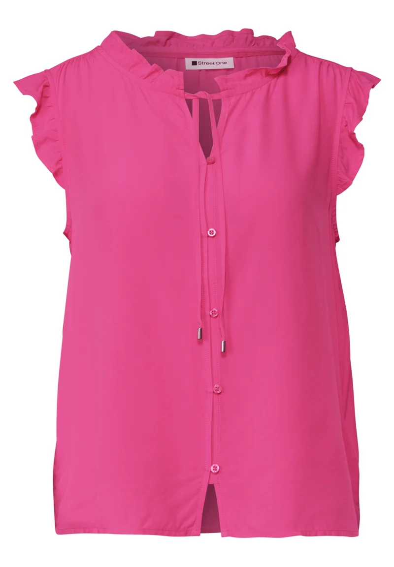 Blusentop mit Split Neck und Rüschen