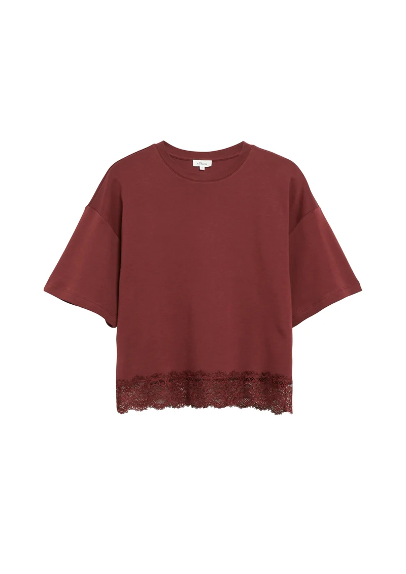 T-Shirt mit Spitzenkante