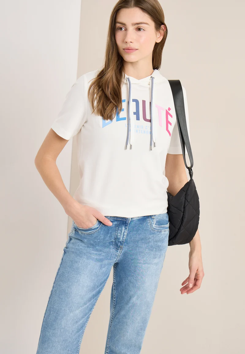 Kurzarm T-Shirt mit Kapuze