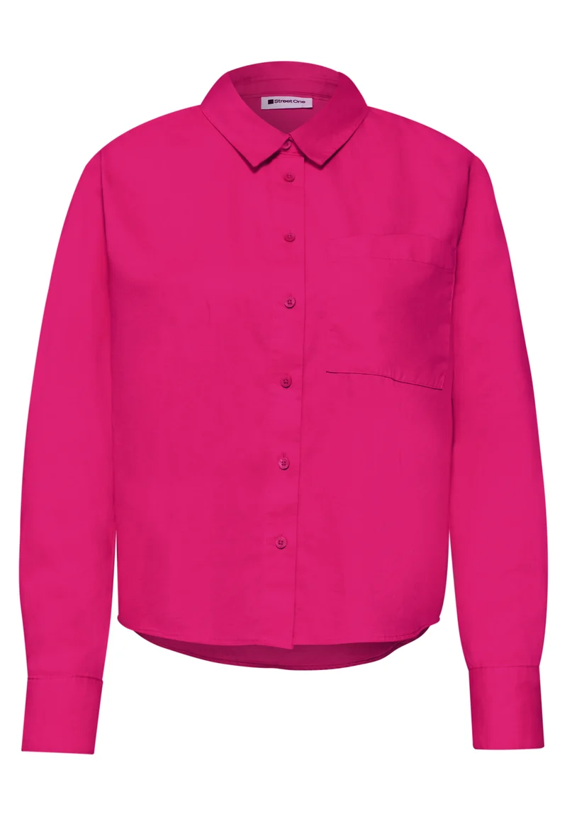 Langarm Bluse mit Hemdkragen aus Twill