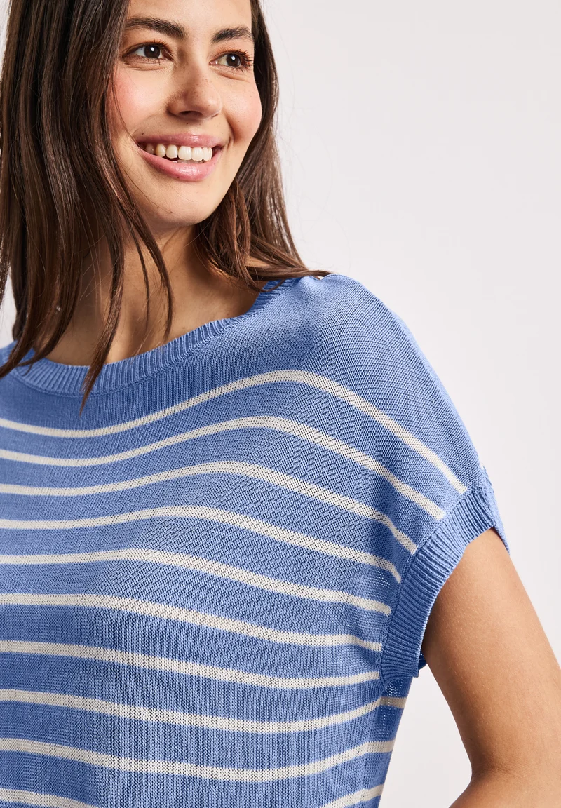 Pullover mit Boatneck und Streifen