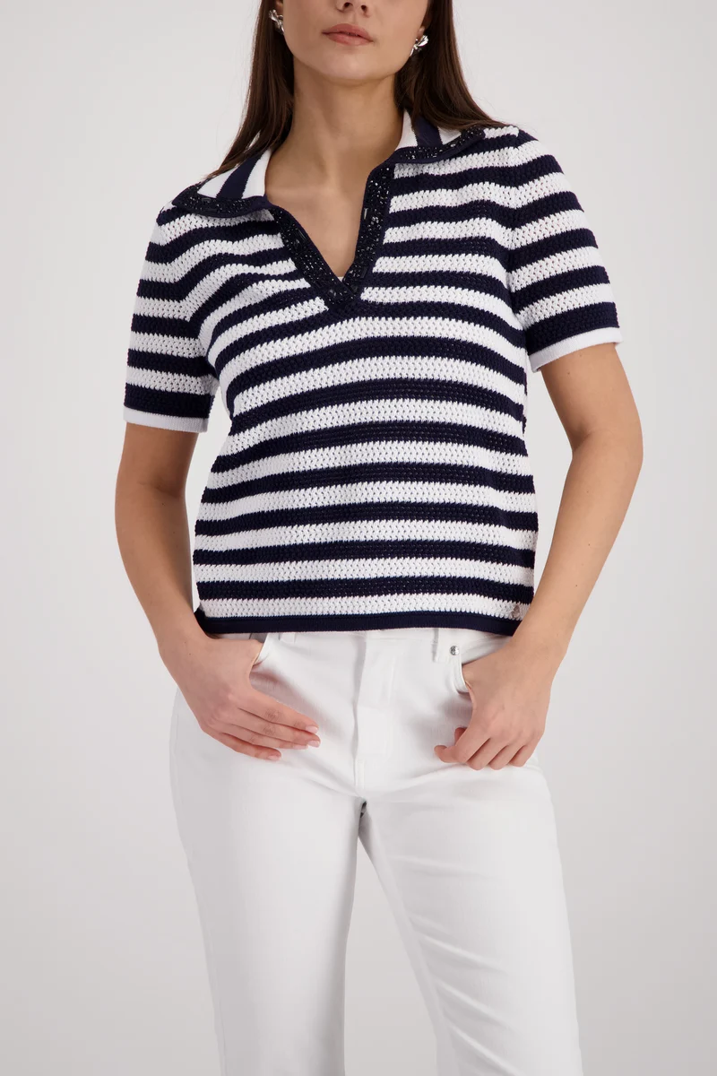 Ajour-Polo-Pullover