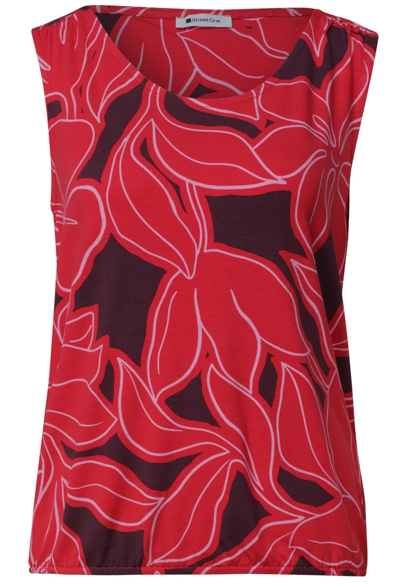 Top mit V-Neck und Elastiksaum