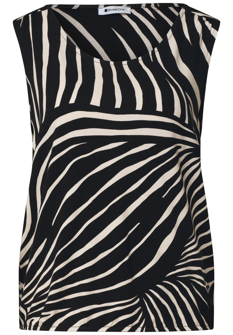 Top mit V-Neck und Elastiksaum