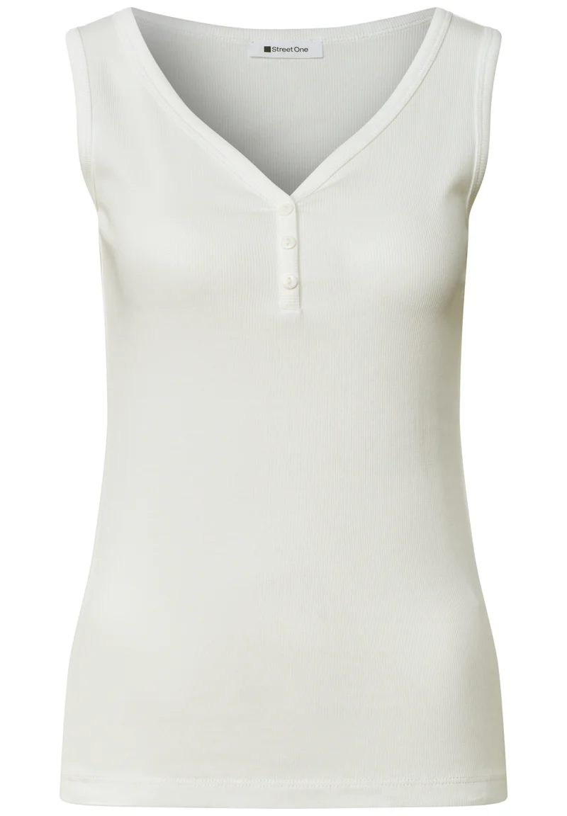 Top in Rippstruktur mit V-Neck
