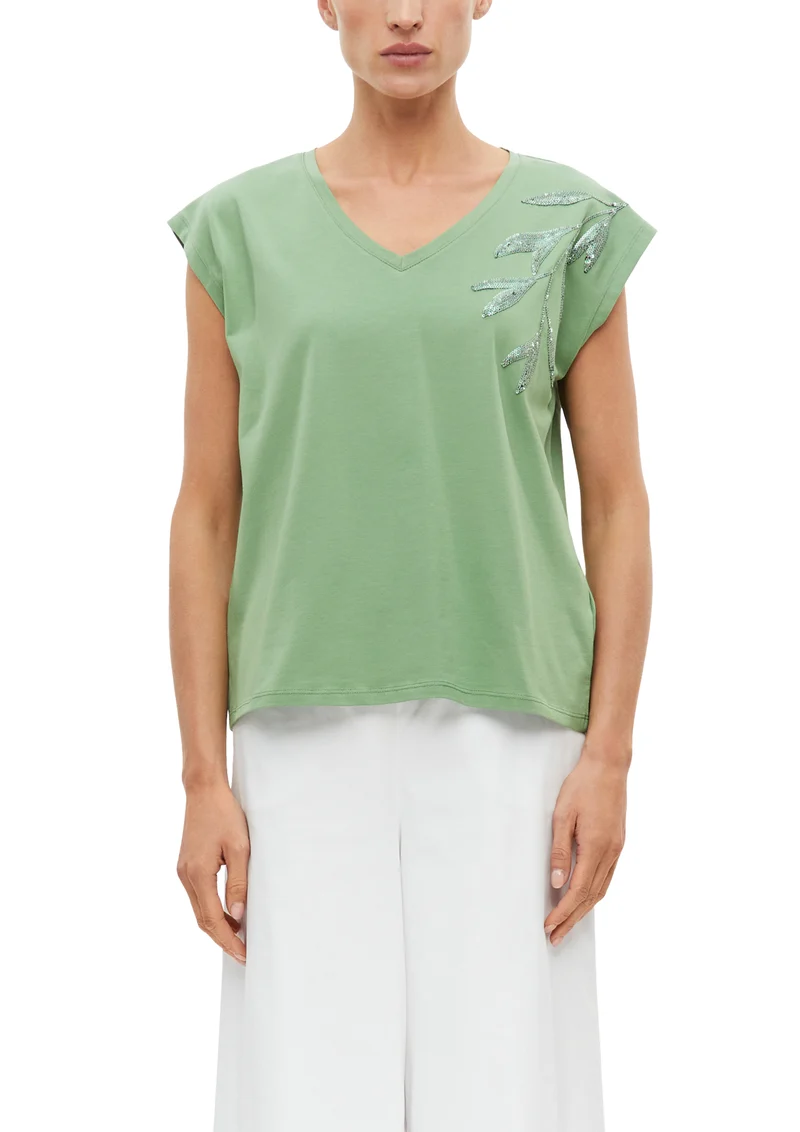 Jersey-Shirt mit Stickerei