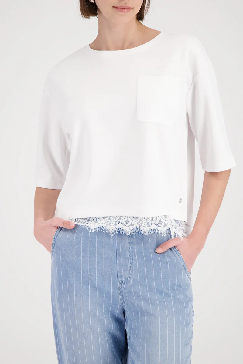 T-Shirt mit Spitzenborte