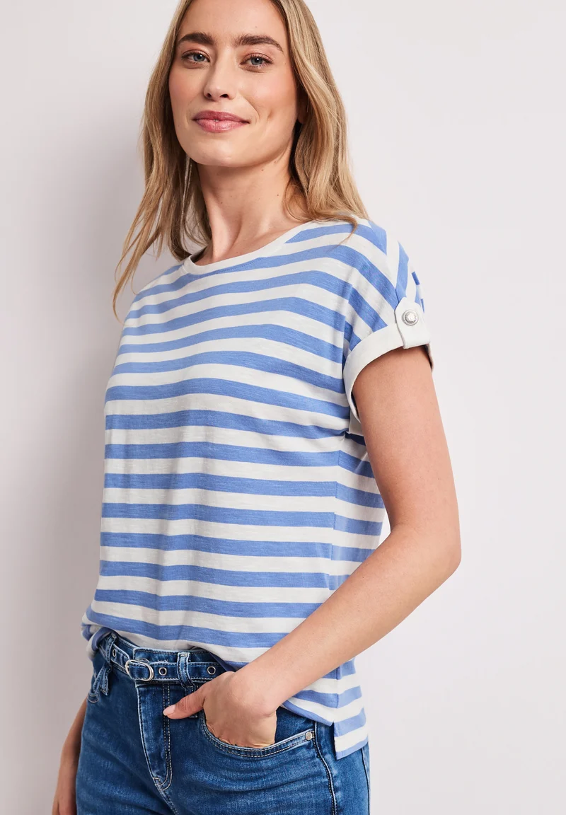 T-Shirt mit Rundhals und Knopfdetail