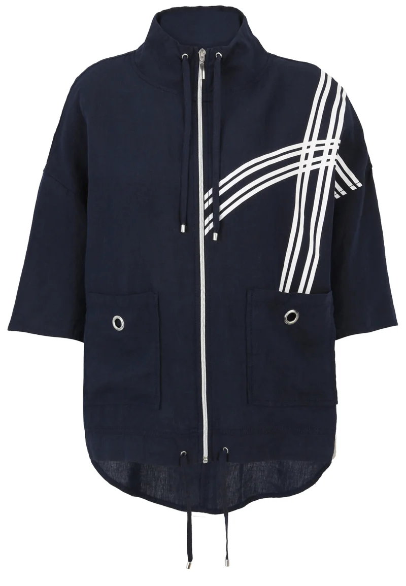 Leinen-Jacke mit Motiv-Print