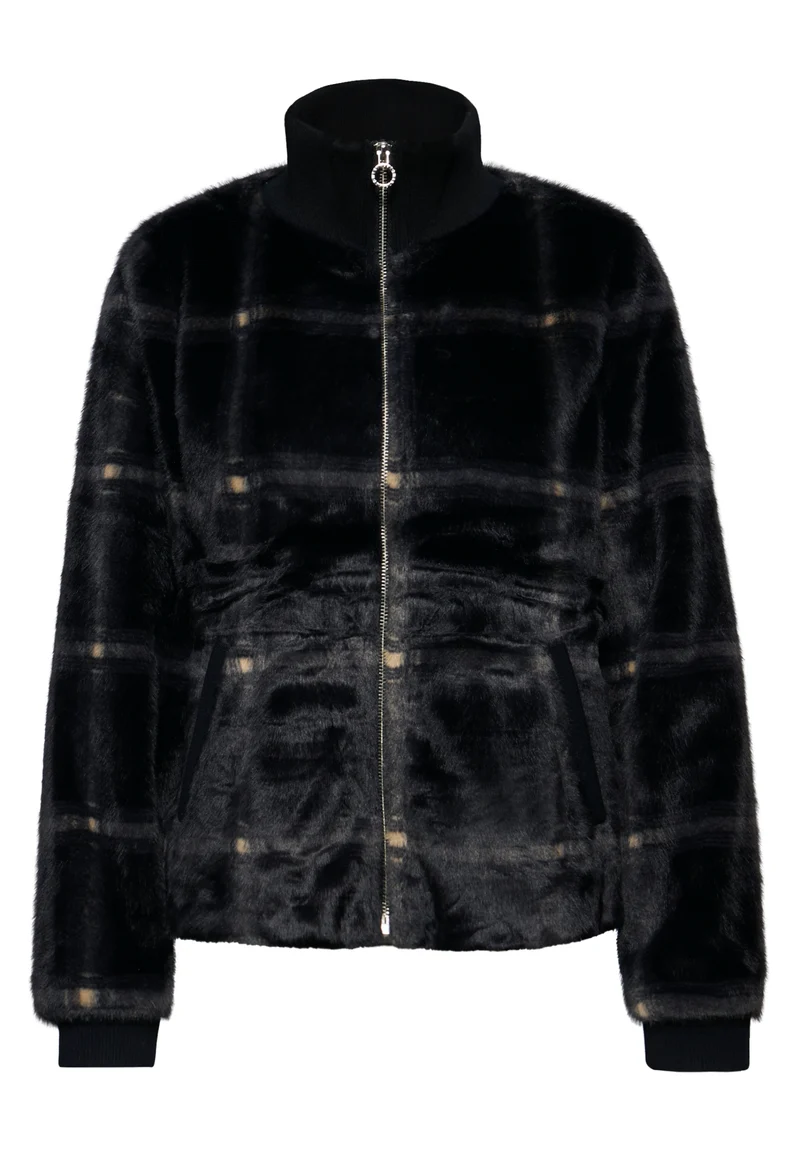 Karierte Fake Fur Jacke