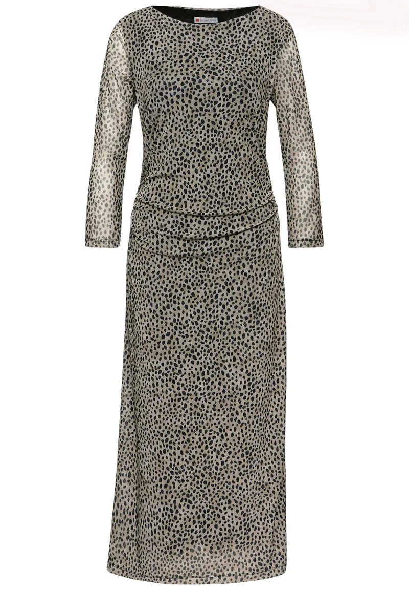 Mesh-Kleid mit Leo-Muster