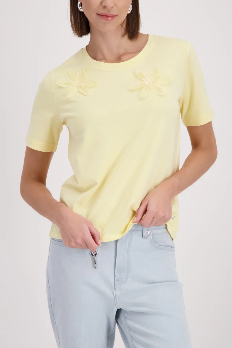 T-Shirt mit 3D-Blumen
