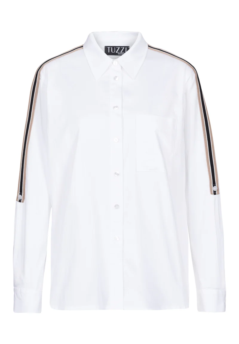 Bluse mit Streifenbesatz