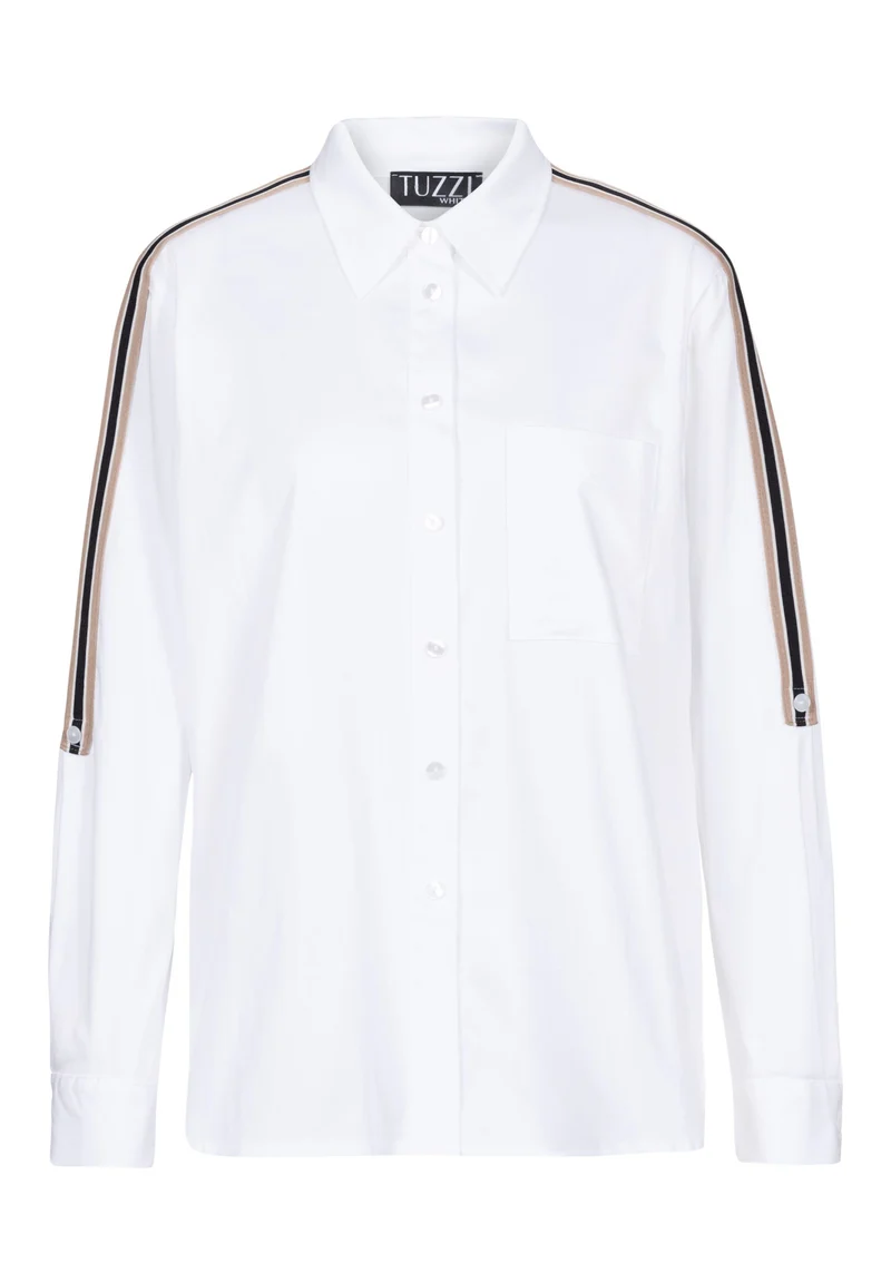 Bluse mit Streifenbesatz