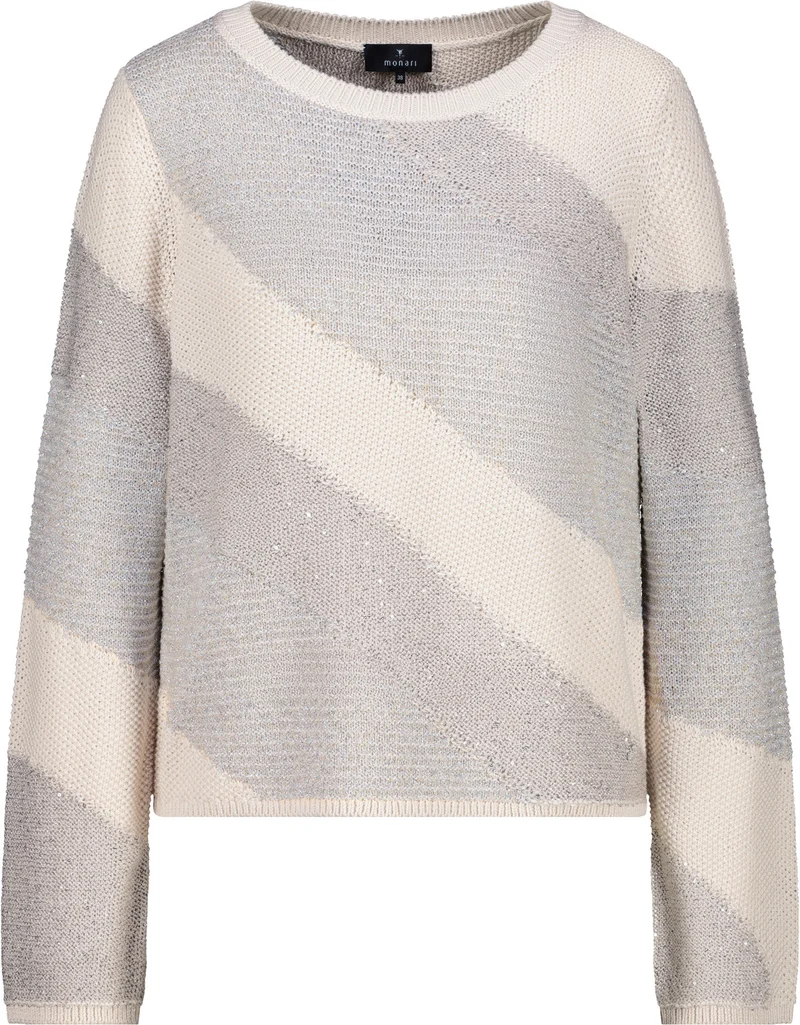 Strickpullover mit Materialmix