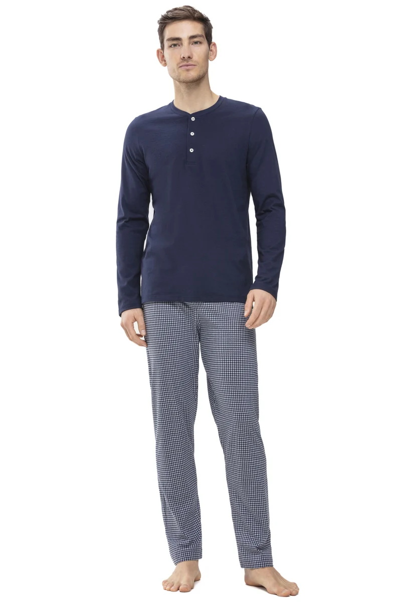 Nacht-Shirt mit Henley-Kragen