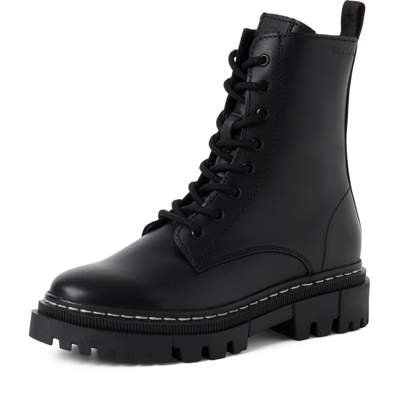 Stiefel aus Leder mit Schnürung und Reißverschluss