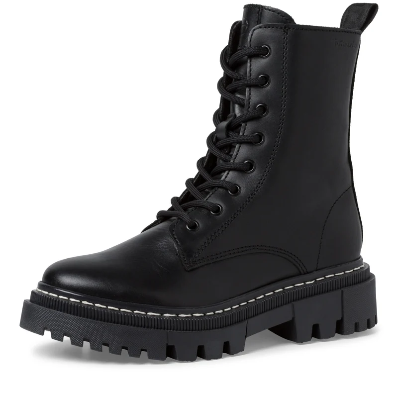 Stiefel aus Leder mit Schnürung und Reißverschluss