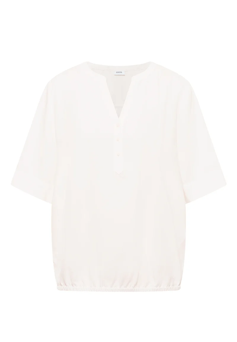 Kurzarm Bluse mit Split Neck