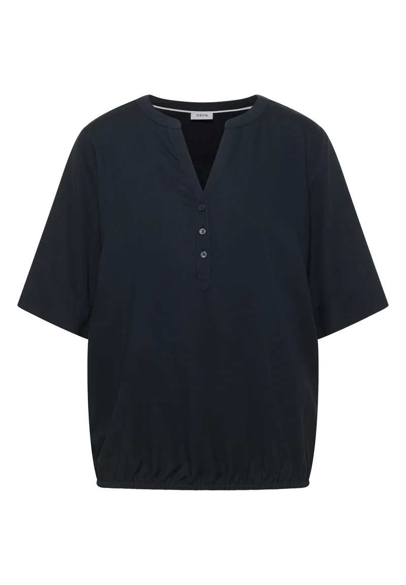 Kurzarm Bluse mit Split Neck